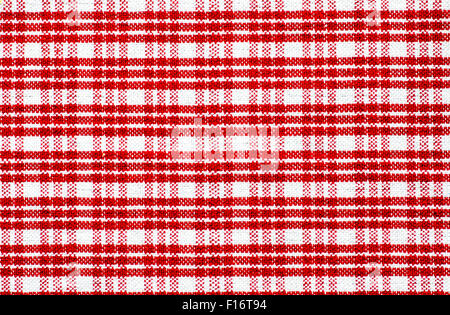Detail of a red and checked tablecloth Stock Photo