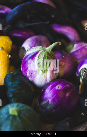 Farmers market eggplant. Stock Photo