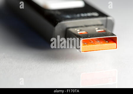 USB Flash Drive extremely close up. Macro image. Stock Photo