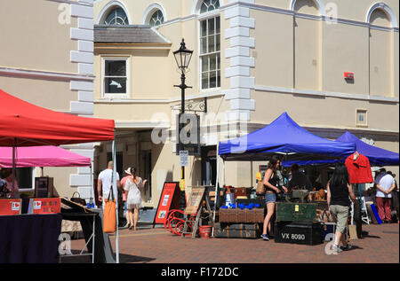 The Sunday market in the Old Town Square, in the seaside town of Margate, on the Isle of Thanet, in Kent, England, UK Stock Photo