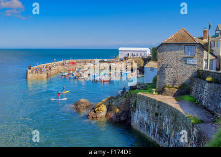 View of Coverack Harbour in Cornwall. Stock Photo