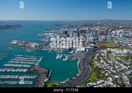 Westhaven Marina, St Mary's Bay, and CBD, Auckland, North Island, New Zealand - aerial Stock Photo