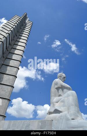 Jose Marti memorial statue, museum and column at the Plaza de la Revolucion, Havana Cuba Stock Photo