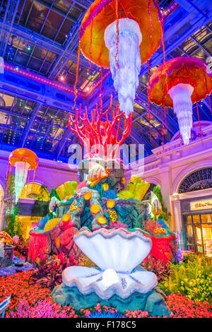 Summer season in Bellagio Hotel Conservatory & Botanical Gardens in Las Vegas. Stock Photo