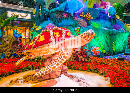 Summer season in Bellagio Hotel Conservatory & Botanical Gardens in Las Vegas. Stock Photo