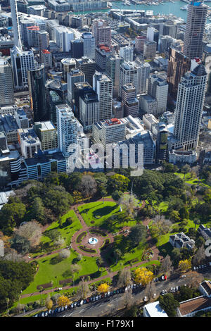 Albert Park and CBD, Auckland, North Island, New Zealand - aerial Stock Photo