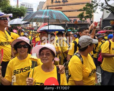 Kuala Lumpur, Malaysia. 29th Aug, 2015. Elderly yellow shirt Supporters attending Bersih 4 Rally for Free Fair Elections. Bersih has organized Rallies 29 and 30 August 2015 in Major cities around Malaysia Credit:  Chung Jin Mac/Alamy Live News Stock Photo