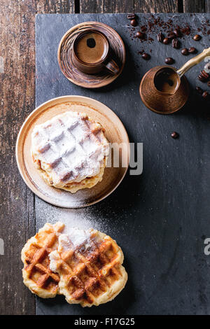 Belgian waffles and coffee Stock Photo