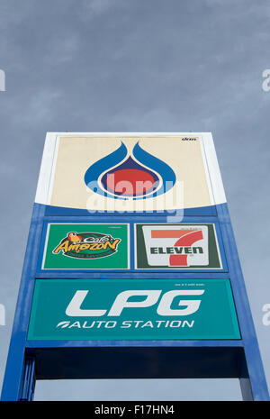 petrol station sign in thailand, south east asia, Stock Photo