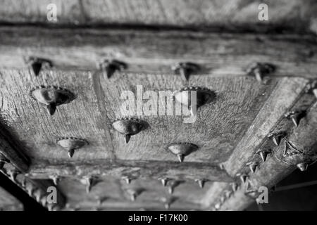 Abstract black and white close up of an Indian door, Thailand Stock Photo