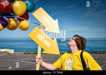 Margate, Kent, UK. 29th August, 2015. Reece from Gillingham participates in the colourful Kent Pride celebrations in the seaside town of Margate. Alamy Live News/Photographer: Credit:  Gordon Scammell Stock Photo