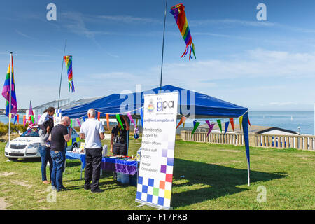 Margate, Kent, UK. 29th August, 2015. The Gay Police Association run a stall during the Kent Pride celebrations in the seaside town of Margate. Alamy Live News/Photographer: Credit:  Gordon Scammell Stock Photo