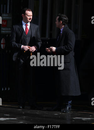 London, UK, 14th April, 2013: Sherlock filming scenes on location in London Stock Photo