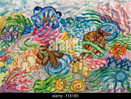 Underwater world abstract painting Stock Photo