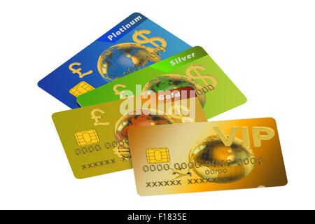 Set of color credit cards isolated on white background Stock Photo