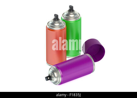 spray paint cans isolated on white background Stock Photo
