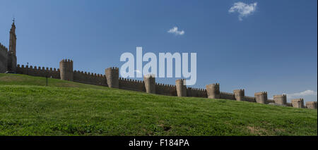 Avila, SPAIN - 10 august 2015: Medieval city walls in Avila. Considered the best preserved in Europe, Avila, Spain Stock Photo