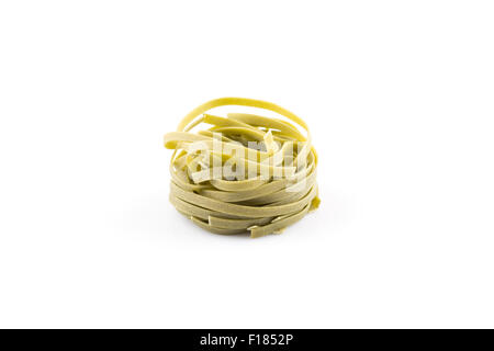 dry green nest pasta isolated on white background Stock Photo