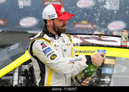 Elkhart Lake, WI, USA. 29th Aug, 2015. Elkhart Lake, WI - Aug 29, 2015: Paul Menard (33) wins the Road America 180 Fired up by Johnsonville at Road America in Elkhart Lake, WI. © csm/Alamy Live News Stock Photo