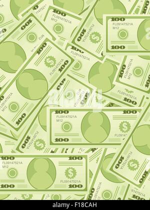 Background from a one hundred dollar banknotes. Vector illustration. Stock Vector