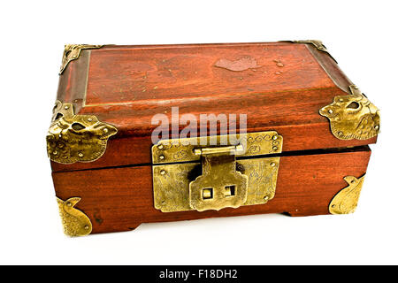 antique wooden chest isolated on white background Stock Photo - Alamy