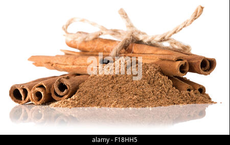 cinnamon sticks isolated on white background. Stock Photo