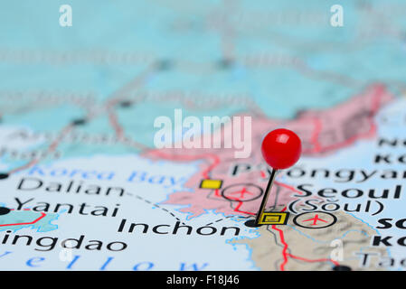 Inchon pinned on a map of South Korea Stock Photo - Alamy