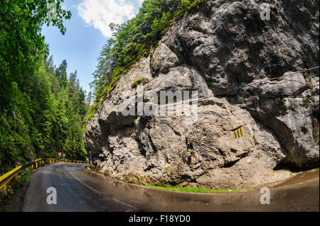 Curved road in Bicaz Canyon, Romania Stock Photo