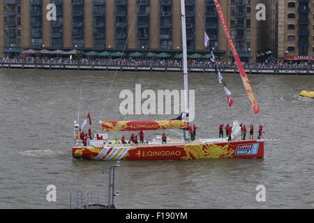 London, UK. 30th August, 2015. clippers have set sail from London for the start of the round the world clipper race. Credit:  darren Attersley/Alamy Live News Stock Photo