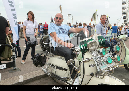 Mod All Weekender Brighton 2015, an annual gathering of lovers of Mod culture on Madeira Drive, City of Brighton & Hove, East Sussex. UK. 30th August 2015 Stock Photo