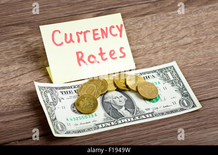 Currency exchange rates. Now 70 russian ruble per 1 american dollar Stock Photo