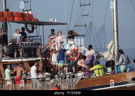 trip returning kos katerina pleasure boat town turkey alamy