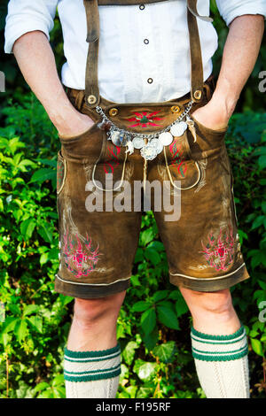 WOMEN´S LEATHER PANTS Suspenders Lederhosen Short Brown Bavarian Costumes  £46.99 - PicClick UK