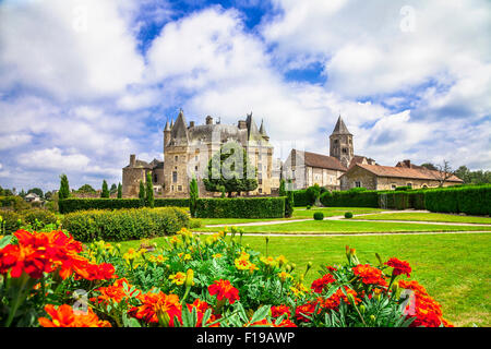 impressive castles of France - Jumilhac-le-grand with beautiful gardens Stock Photo