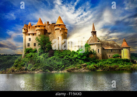 impressive medieval castle 'chateau de Val' in France Stock Photo