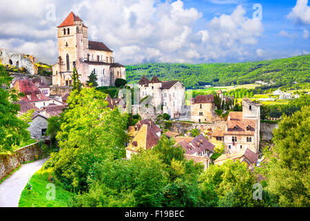 authentic village Saint-Cirq-Lapopie - one of the most beautiful villages in France Stock Photo