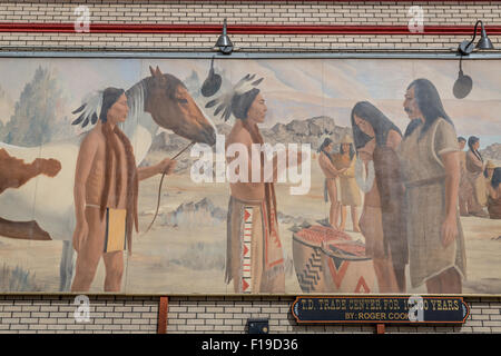 Ancient Indian mural, The Dalles, Columbia River Gorge National Scenic Area, Oregon, USA Stock Photo