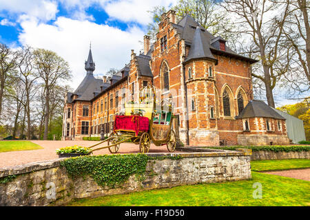 romantic castles of Belgium- Groot-Bijgaarden with beautiful gardens Stock Photo