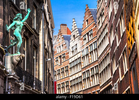 traditional flemish architecrure in Antwerpen city in Belgium Stock Photo