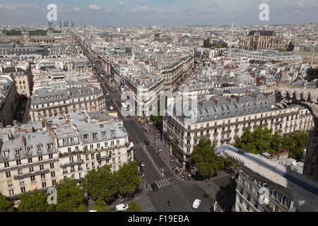 View from the Tower Saint-Jacques on Paris, Rue de Rivoli, France. Stock Photo