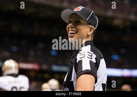 New Orleans, Lousiana, USA. 30th Aug, 2015. Line judge Sarah Thomas (53) during the game between the New Orleans Saints and the Houston Texans at the Mercedes-Benz Superdome in New Orleans, LA. Credit:  Cal Sport Media/Alamy Live News Stock Photo