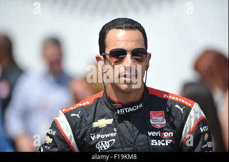 Sonoma, California, USA. 30th Aug, 2015. Team Penske driver HELIO CASTRONEVES (3) during pre race ceremonies for the GoPro Grand Prix of Sonoma where Scott Dixon wins the race and the championship. Credit:  Scott Beley/ZUMA Wire/Alamy Live News Stock Photo