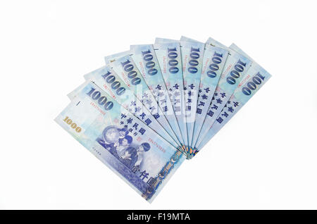 1000 New Taiwan Dollars isolated on white background Stock Photo