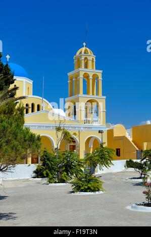 The Church of St. George in the village of Oia, Santorini Greece. Stock Photo