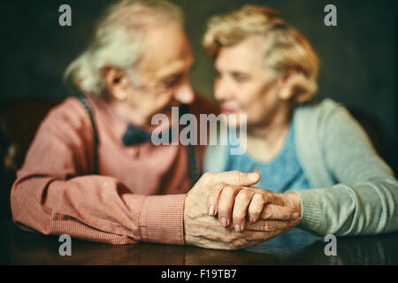 Close-up of senior man and woman hands Stock Photo