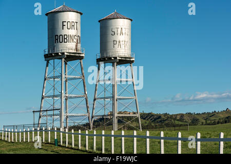 Nebraska, Crawford, Fort Robinson State Park, water towers Stock Photo