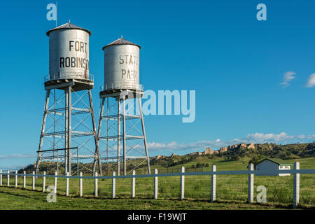 Nebraska, Crawford, Fort Robinson State Park, water towers Stock Photo