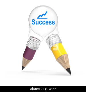 3d pencil light bulb drawing business success as concept Stock Photo