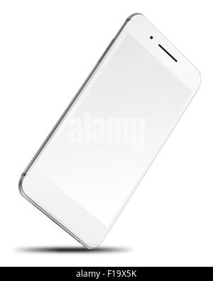Mobile smart phone with blank screen isolated on white background. Highly detailed illustration. Stock Photo