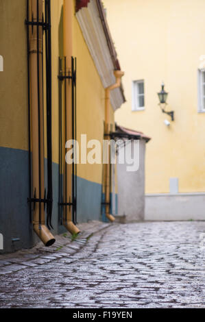 Blur bokeh image of typical european old town street Stock Photo